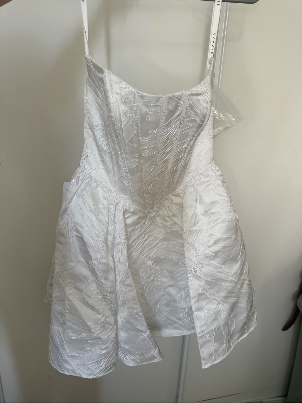 Azazie White Textured Mini Dress